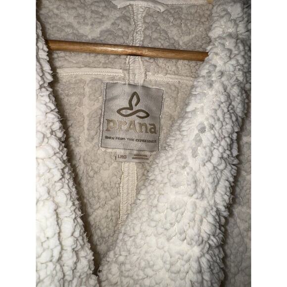 PRANA Womens Sherpa Fleece Lined Diva Puffer Jacket Asymmetric Zip Ivory LARGE - Picture 4 of 7